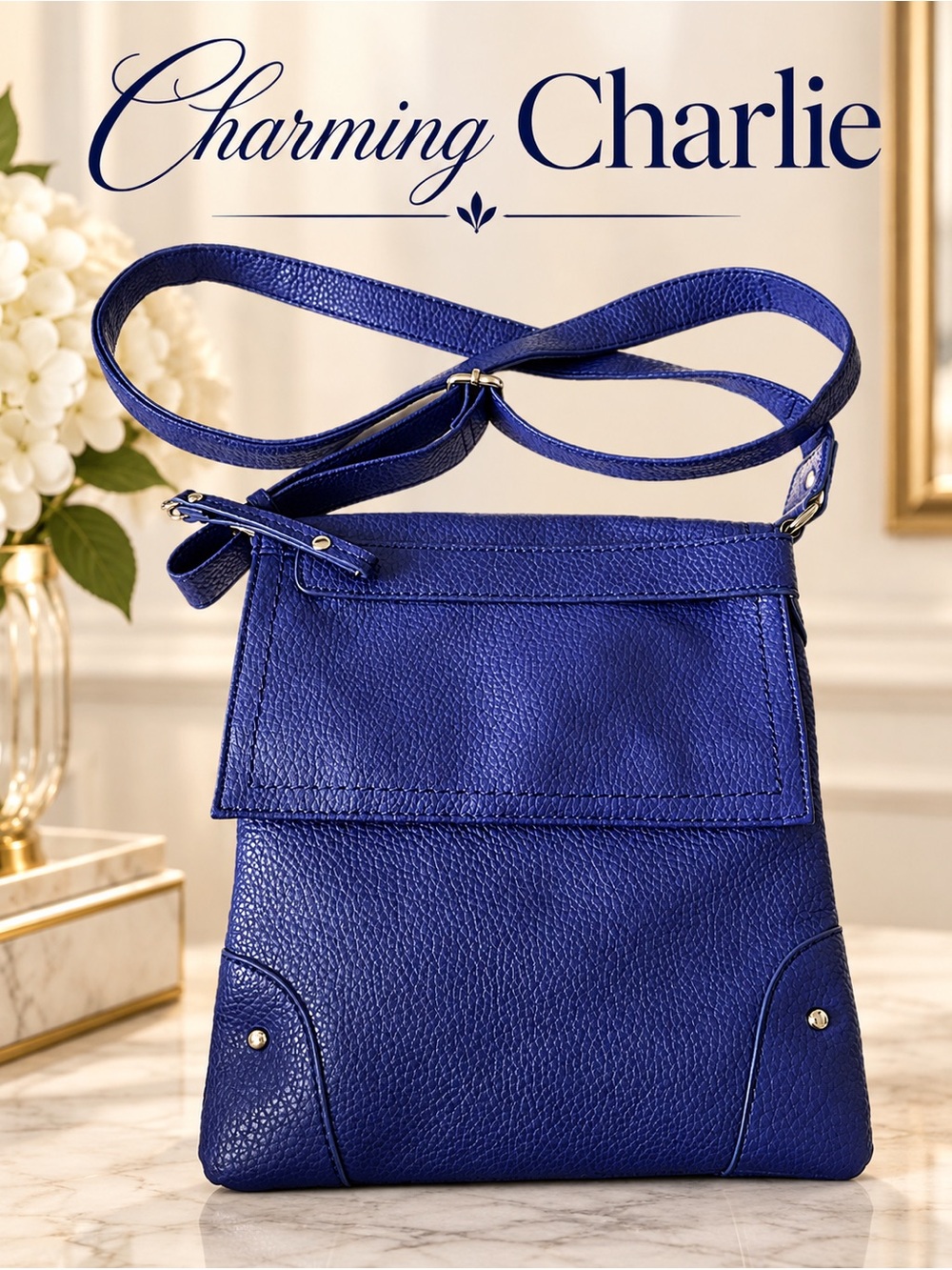 Charming Charlie | Pebbled Faux Leather Crossbody Messenger Bag